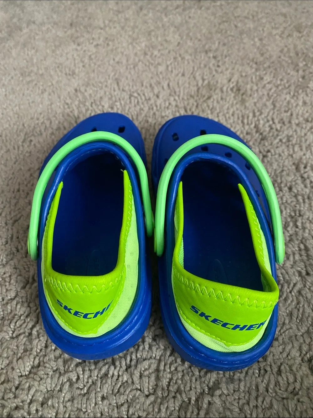 Skechers Blue Clog-Style Water Shoes with Neon Green Trim